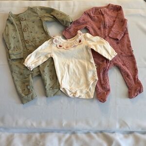 RABBITT + BEAR ORGANIC BABY CLOTHES Lots Of 3-Sizes 0-6 Months Bodysuit-Jumpers